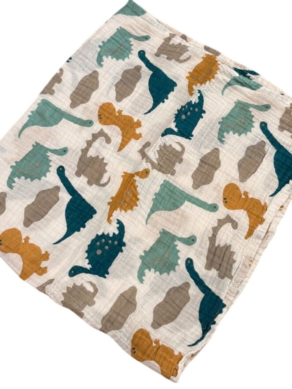 Dinosaur Print Baby Swaddle Blanket Soft Muslin Cotton Lightweight Comfort 40"x4